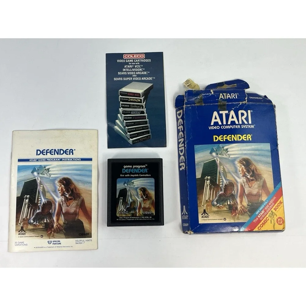Defender (Atari 2600, 1980) Complete w/ Box & Manual - Tested & Working